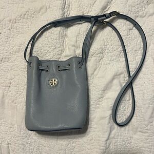 Tory Burch blue gray mini bucket bag